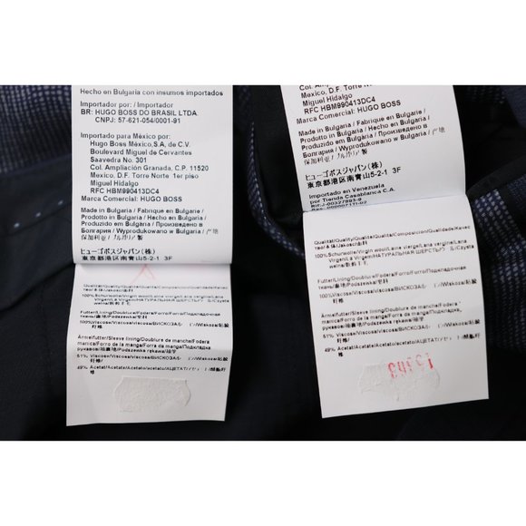 NWT Hugo Boss Jewels Linus Trim Fit Windowpane Wool Suit Set Two Button Navy 36 - Picture 6 of 13